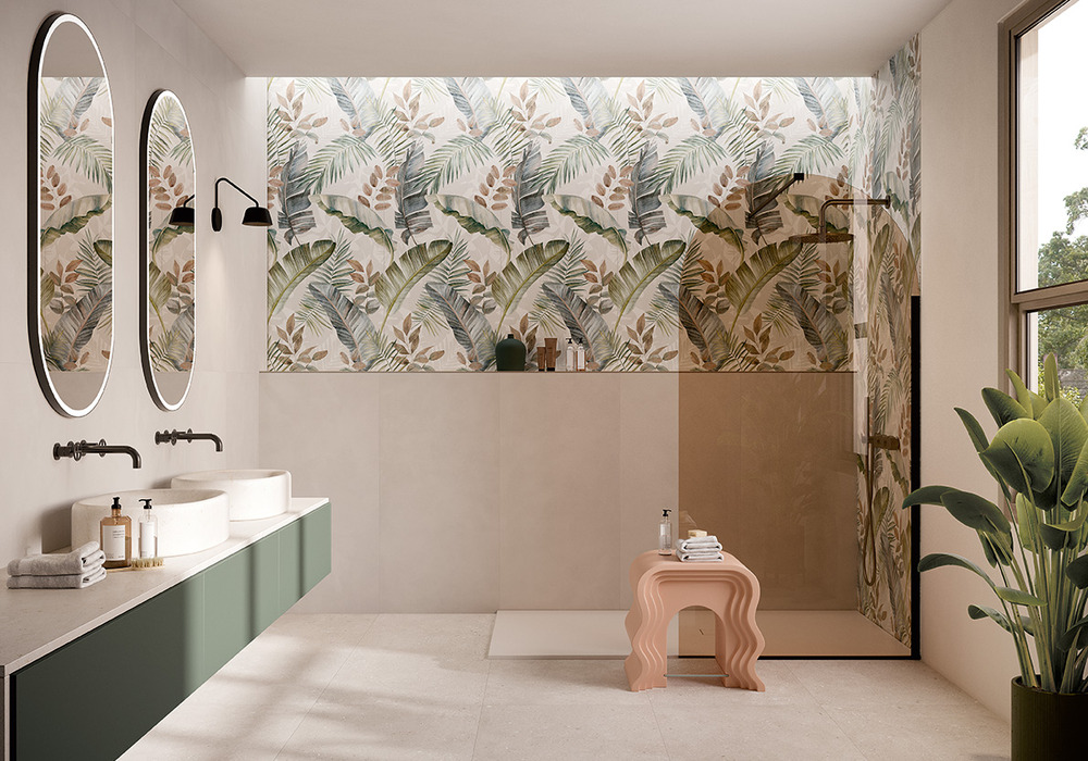 Questo decoro racchiude in sé tutti i toni della serie, così da essere perfettamente combinabile con ogni colore.. Il delicato folliate di questo decoro rende elegante ogni ambiente e destinazione.